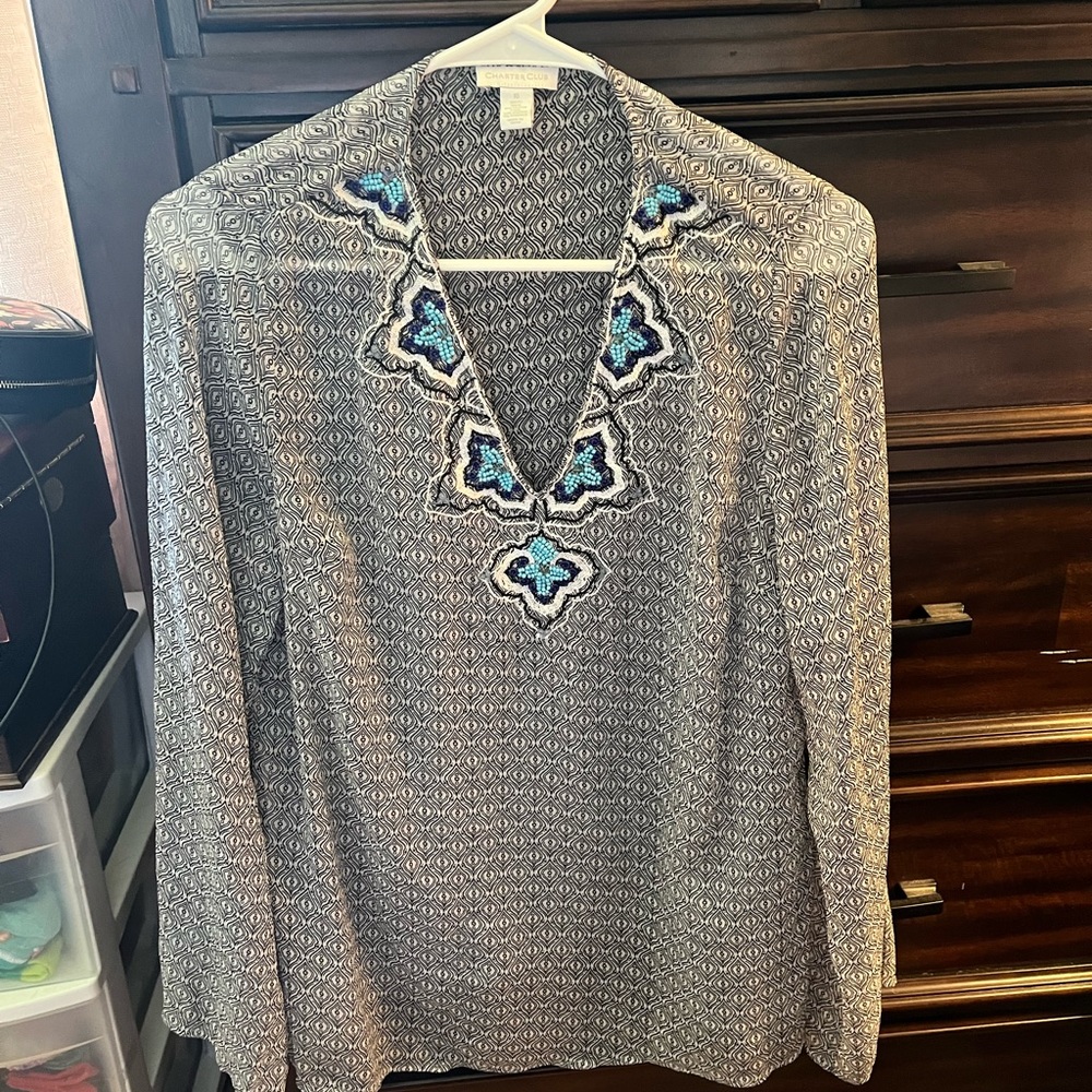 Peasant top, long sleeve, sheer size 10